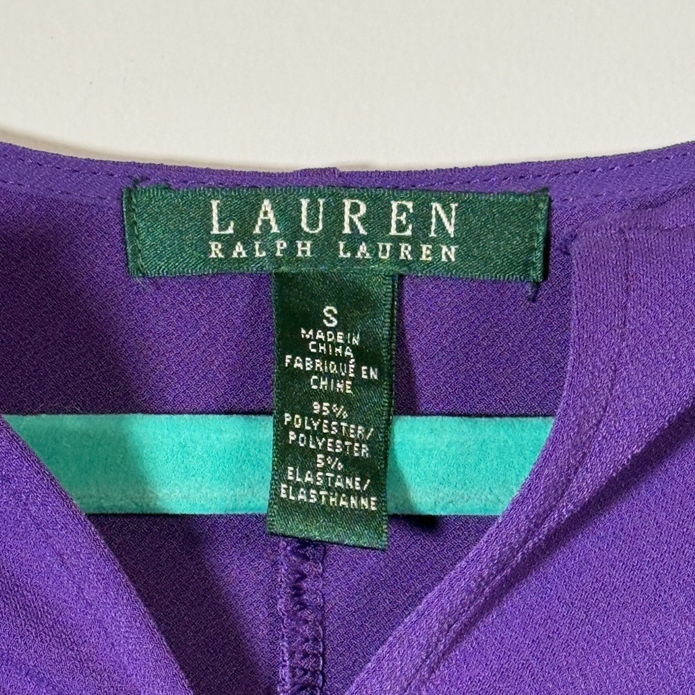 Lauren Ralph Lauren Purple Tunic Top Notch Neck Long Sleeve Size S - Picture 3 of 7